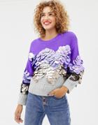 Asos Design Sweater With Oversized Sequin Detail-multi