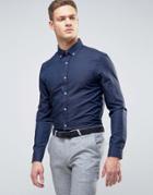 Burton Menswear Slim Smart Shirt In Texture - Navy