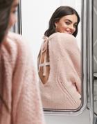 Asos Design Sweater With Open Back Detail In Light Pink