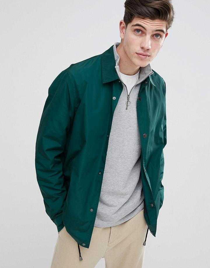 Asos Coach Jacket In Bottle Green - Green