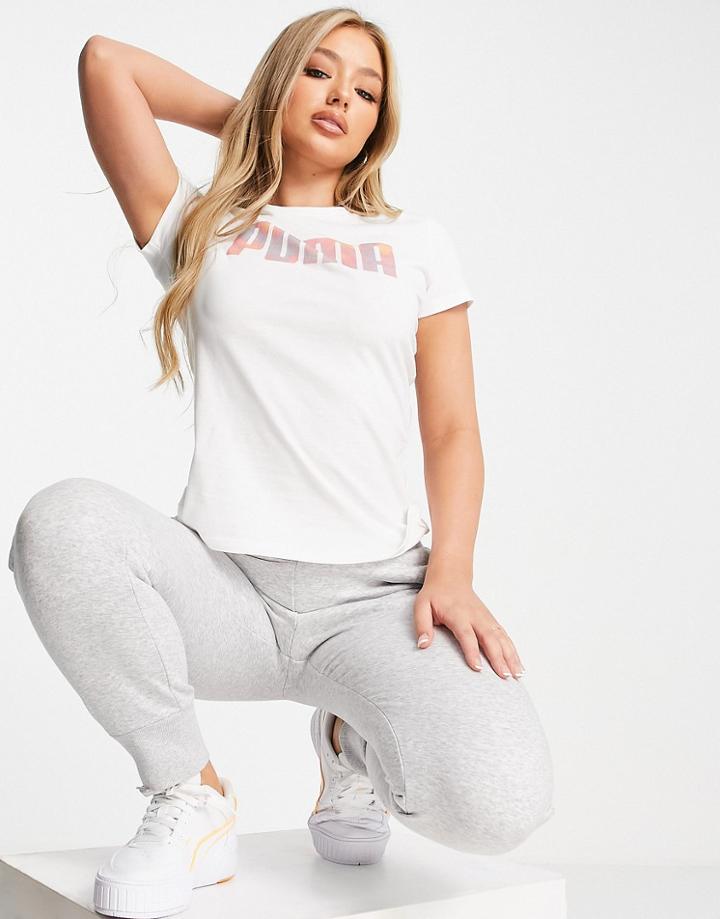 Puma Boyfriend T-shirt In White With Tie Dye Logo