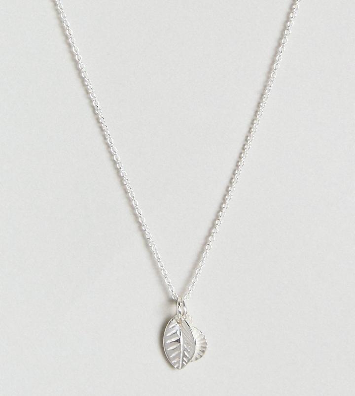 Asos Sterling Silver Feather And Disc Necklace - Silver