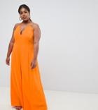 Asos Design Curve Jumpsuit With Super Wide Leg - Orange