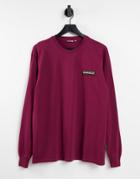 Napapijri Patch Long Sleeve T-shirt In Burgundy-red