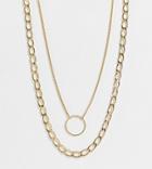 Designb London Curve Pack Of 2 Necklaces With Open Circle In Gold Tone