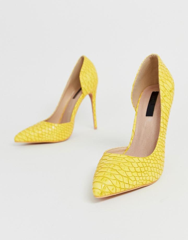 Lost Ink Gigi Heeled Pumps In Yellow - Yellow