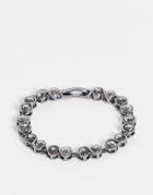 Asos Design Chain Bracelet In Dark Gray And Black Crystal Gems-grey
