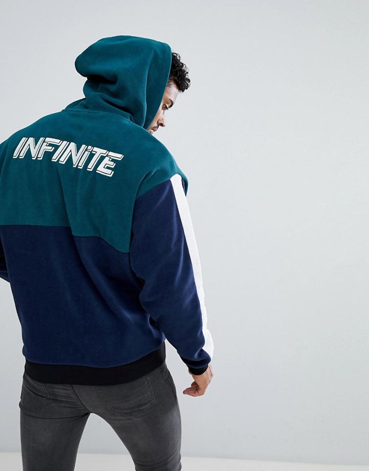 Asos Oversized Hoodie In Fleece Cut & Sew With Print - Green