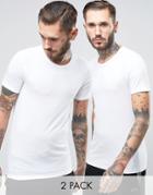 Boss Black By Hugo Boss Crew T-shirt 2 Pack In Slim Fit White - White
