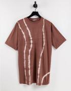 Asos Design Oversized T-shirt In Brown Tie Dye