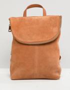 Asos Design Suede Mini Foldover Backpack - Tan