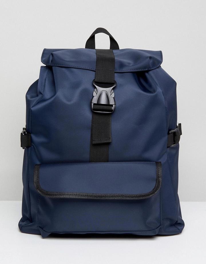 Stradivarius Nylon Backpack In Navy - Navy