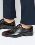 Asos Brogue Shoes In Burgundy Leather - Red