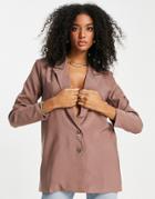 Urban Threads Oversized Blazer In Taupe - Part Of A Set-brown