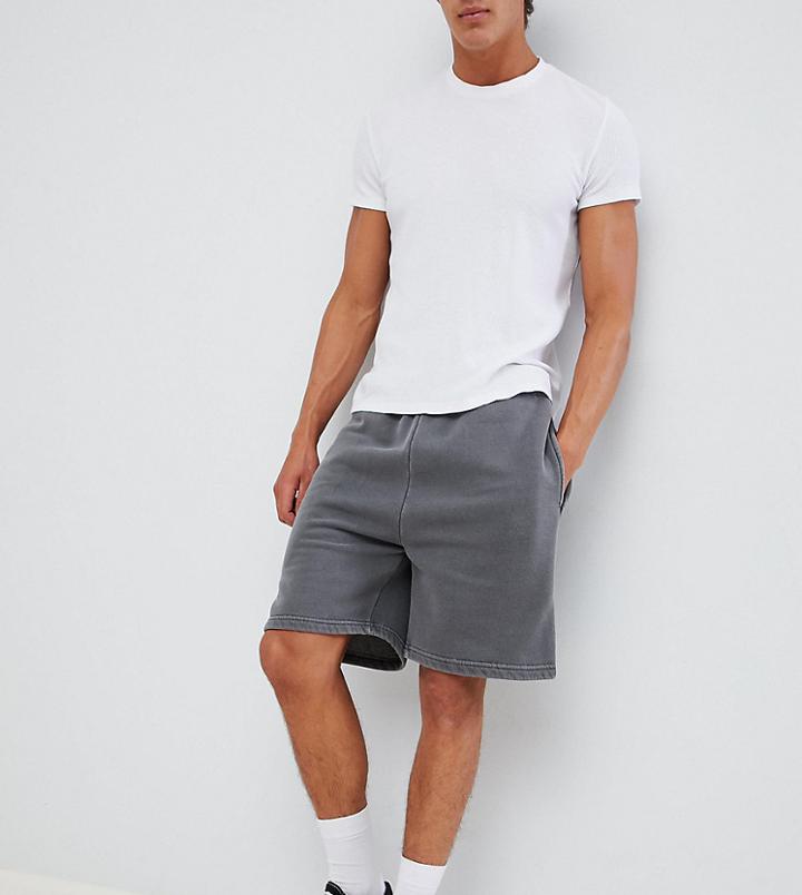 Reclaimed Vintage Inspired Overdye Short In Gray - Gray