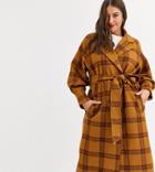 Asos Design Curve Balloon Sleeve Check Coat-multi