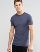 Asos Extreme Muscle T-shirt In Rib In Navy Marl - Navy Marl