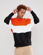 Asos Design Oversized Sweatshirt With Color Block Stripes - Orange