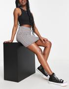 New Look Tube Skirt In Pink Check Print