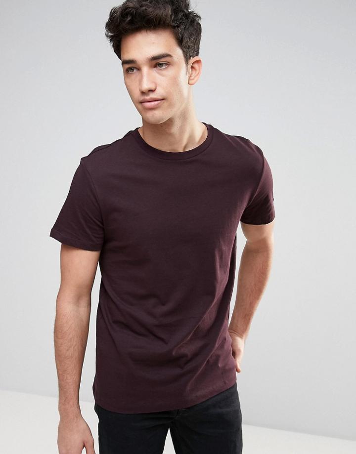 New Look Crew Neck T-shirt In Dark Purple - Purple