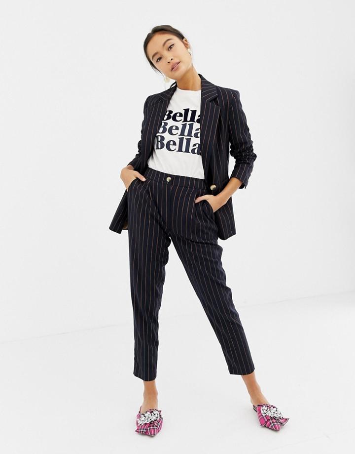 New Look Pinstripe Tapered Pants Two-piece - Blue