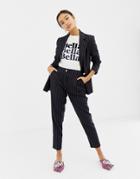 New Look Pinstripe Tapered Pants Two-piece - Blue