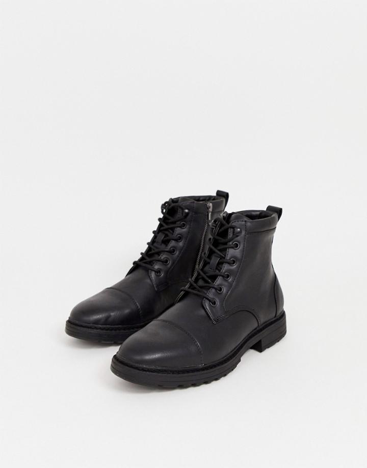 Pull & Bear Worker Boots In Black - Black
