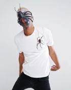 Asos Halloween Relaxed T-shirt With Embroidered Spider - White