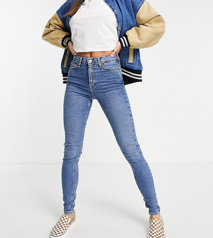 Topshop Tall Organic Cotton Jamie Jeans In Mid Blue-blues