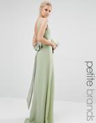 Tfnc Petite Wedding Sateen Bow Back Maxi Dress - Laurel Green