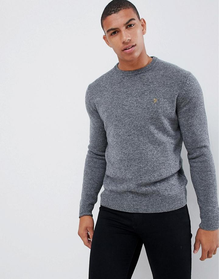 Farah Rosecroft Crew Neck Sweater In Gravel Marl - Gray
