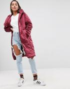 Asos Midi Puffer Coat - Red