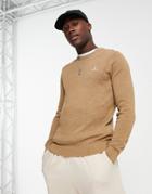 Gant Shield Logo Cotton Pique Knit Sweater In Sand Heather-neutral