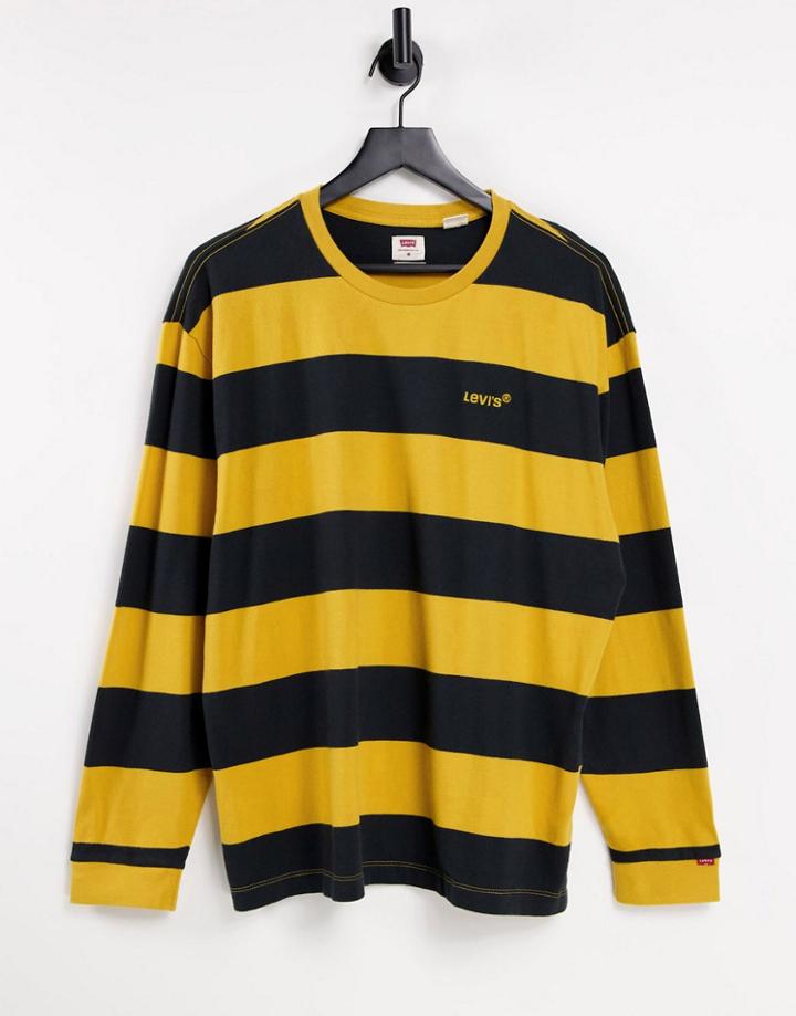 Levi's Red Tab Logo Preseason Block Stripe Long Sleeve Top In Cool Yellow
