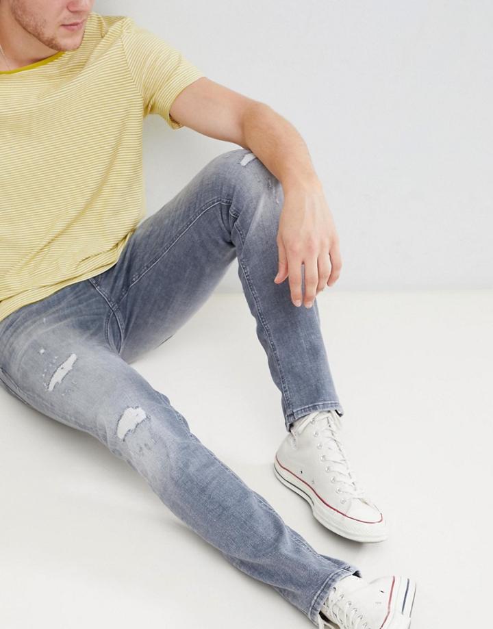 Jack & Jones Core Intelligince Slim Jean In Black Wash Denim - Black