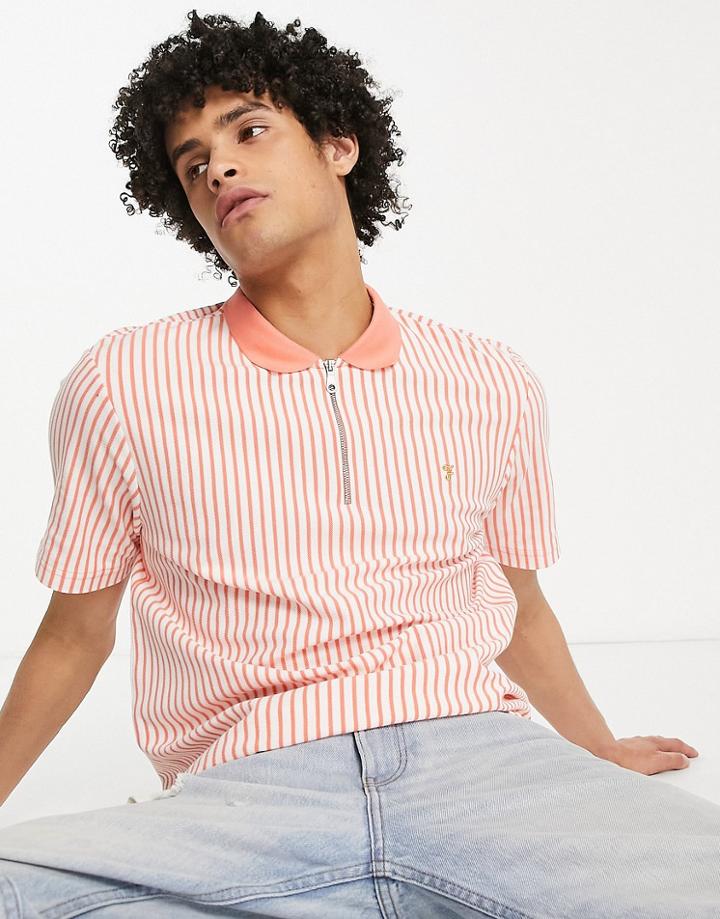 Farah Short Sleeve Polo In Coral-orange
