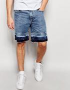 Diesel Denim Shorts Bust-re Straight Fit Opened Hem In Acid Wash - Acid Wash