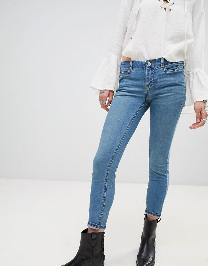 Free People Low Slung Skinny Jeans-blue
