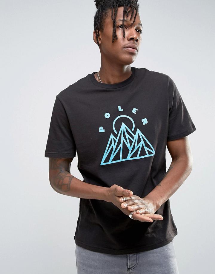 Poler T-shirt With Mountain Print - Black