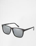 Asos Flatbrow Square Sunglasses In Rubberised Black - Black