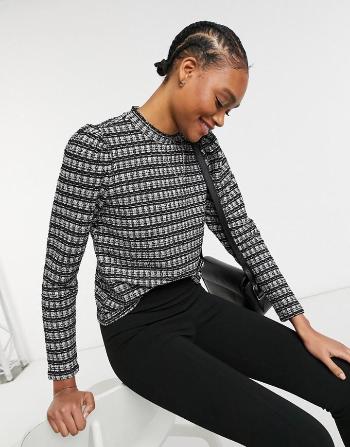 Vero Moda High Neck Top In Black Check - Part Of A Set-multi