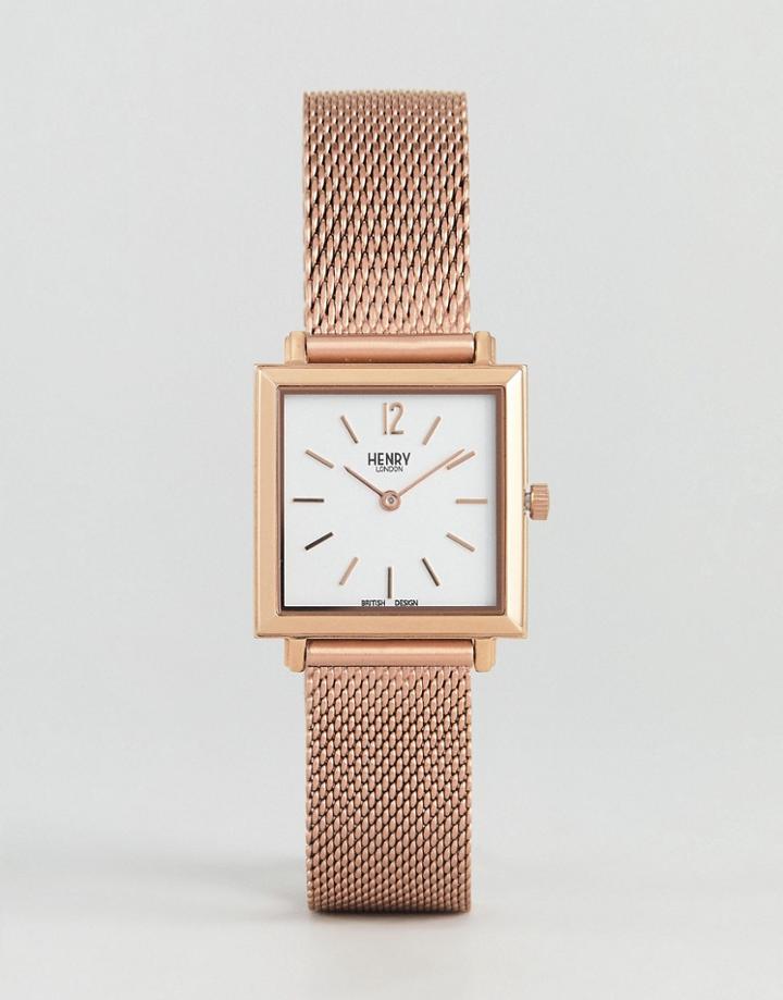 Henry London Square Mesh Watch In Rose Gold 26mm - Gold