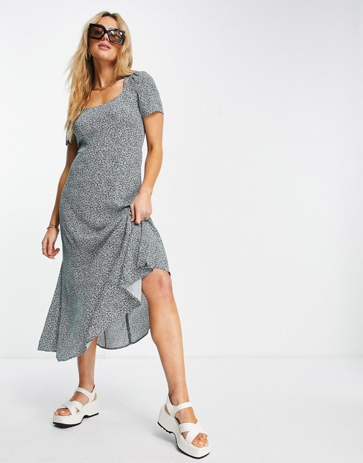 & Other Stories Ecovero Disty Floral Midi Dress In Green