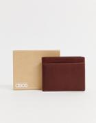 Asos Design Leather Wallet In Vintage Brown - Brown