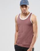 Asos Muscle Tank With Contrast Trim - Marron
