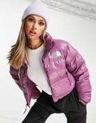 The North Face Nuptse Cropped Jacket In Purple