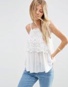 Asos Cami In Knitted Chiffon And Lace - Ivory