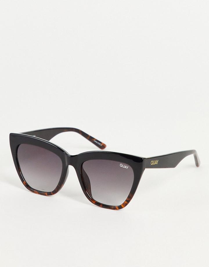 Quay Cat Eye Sunglasses In Black-brown