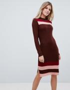 First & I Stripe Knit Bodycon Dress - Red