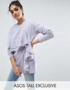Asos Tall Sweatshirt With Ruffle Detail - Purple